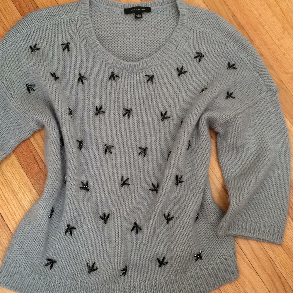 Ann Taylor loose knit + black bling embellishement